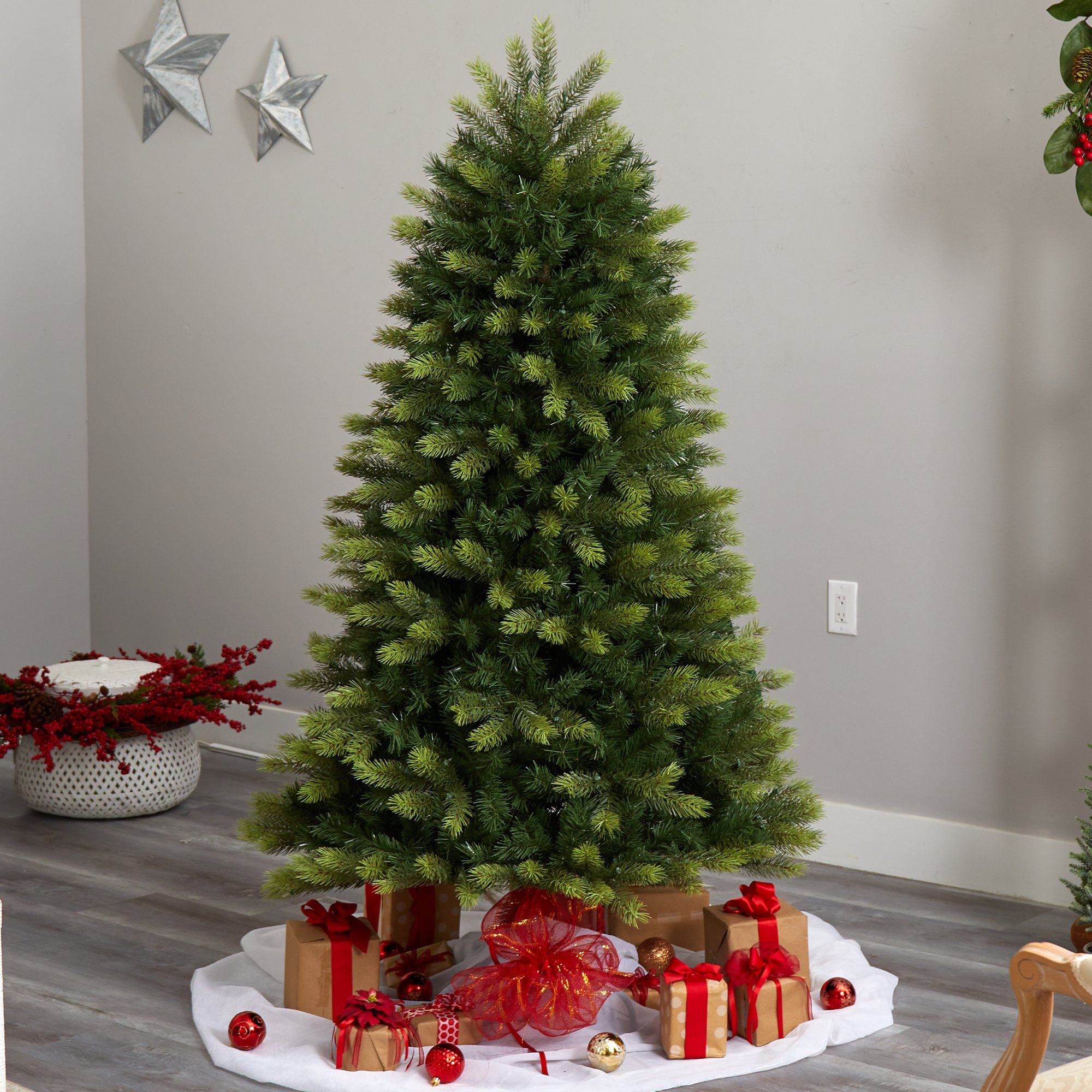 6' Aspen Mountain Fir Christmas Tree with 350 Clear LED Lights and 1110 Bendable Branches