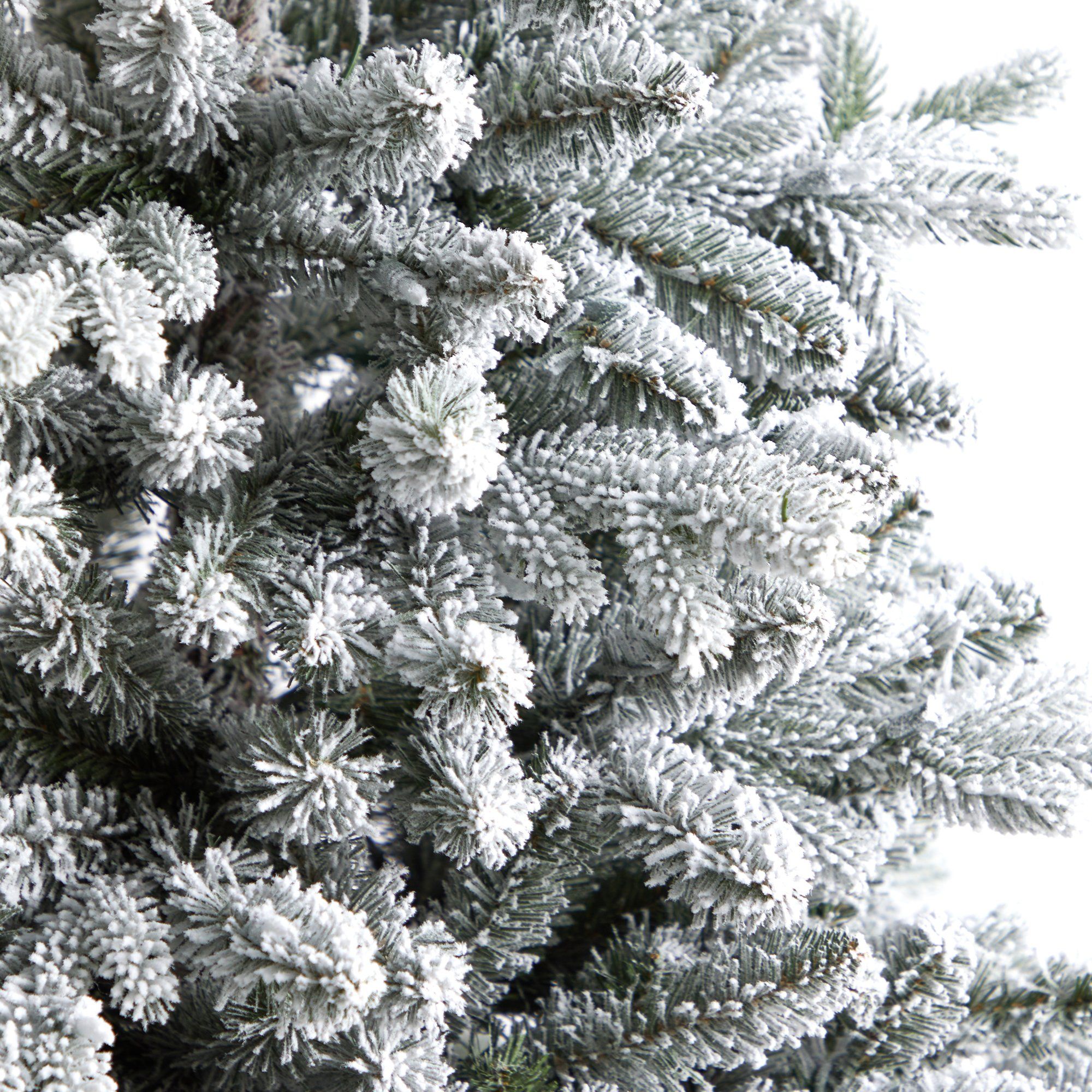 6' Aspen Mountain Fir Flocked Christmas Tree with 1198 Bendable Branches and 450 LED Lights