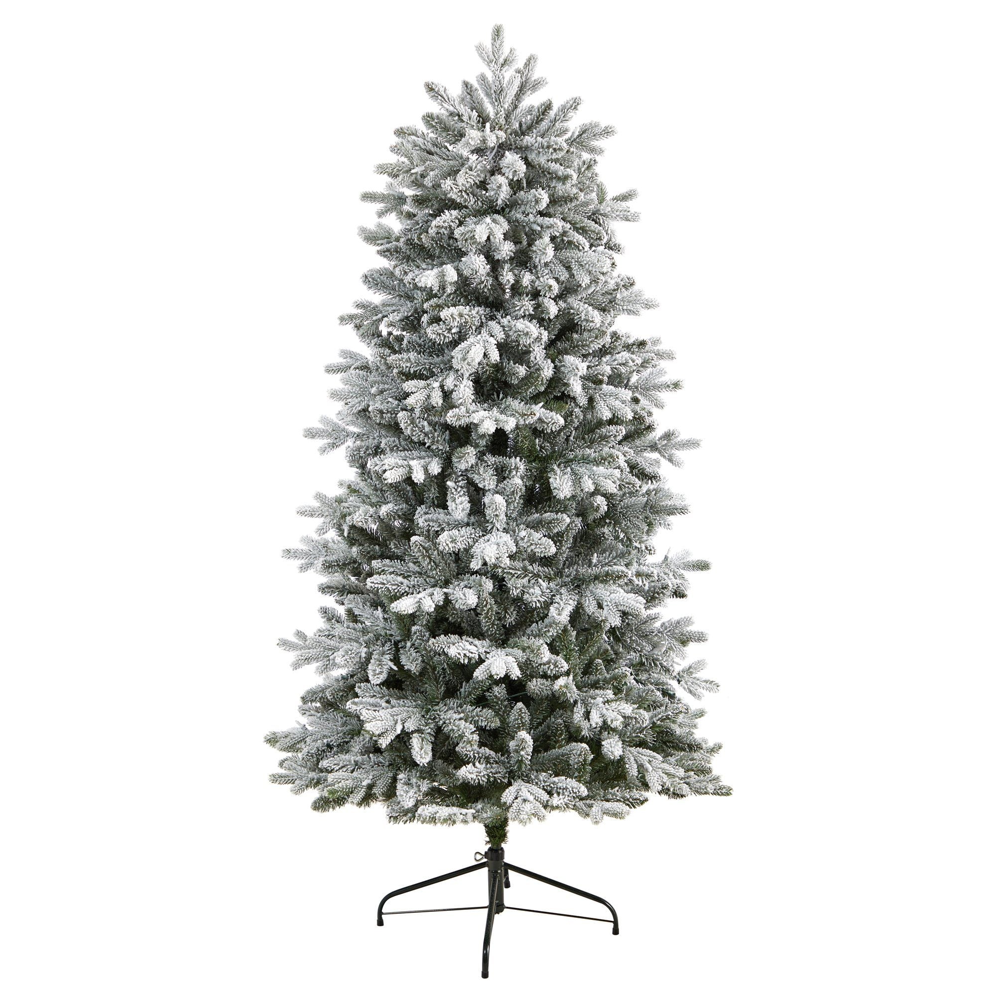 6' Aspen Mountain Fir Flocked Christmas Tree with 1198 Bendable Branches and 450 LED Lights