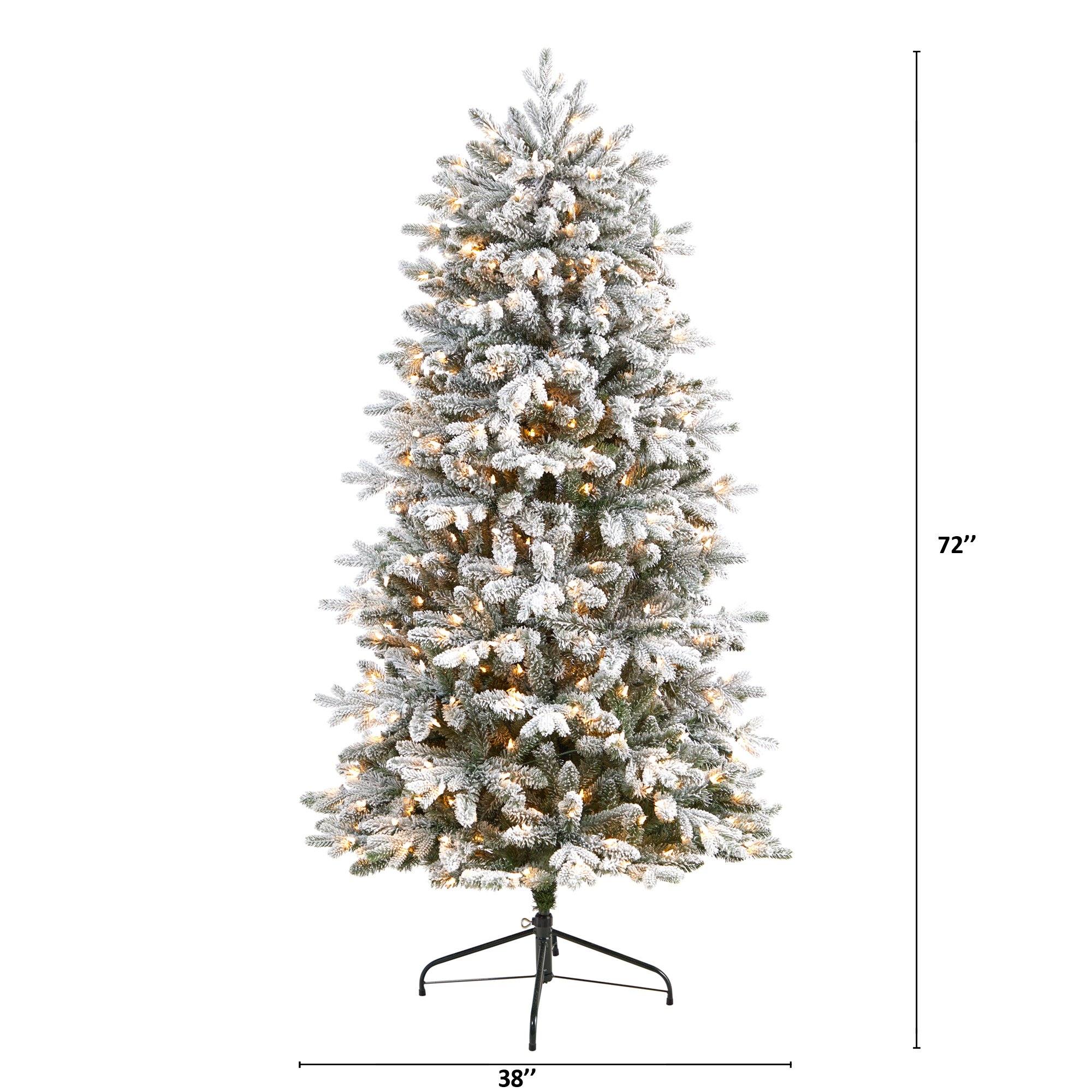 6' Aspen Mountain Fir Flocked Christmas Tree with 1198 Bendable Branches and 450 LED Lights