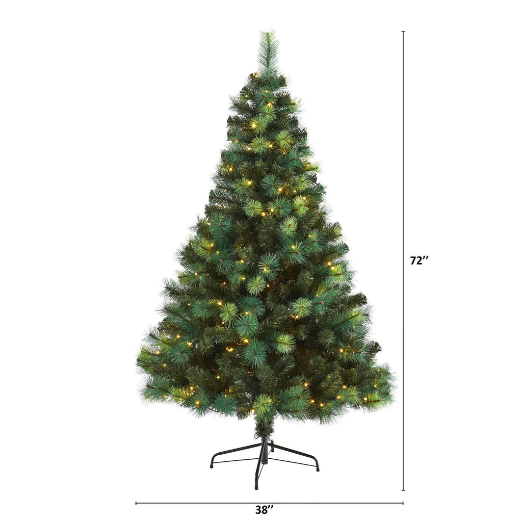 6' Assorted Green Scotch Pine Artificial Christmas Tree with 250 LED Lights