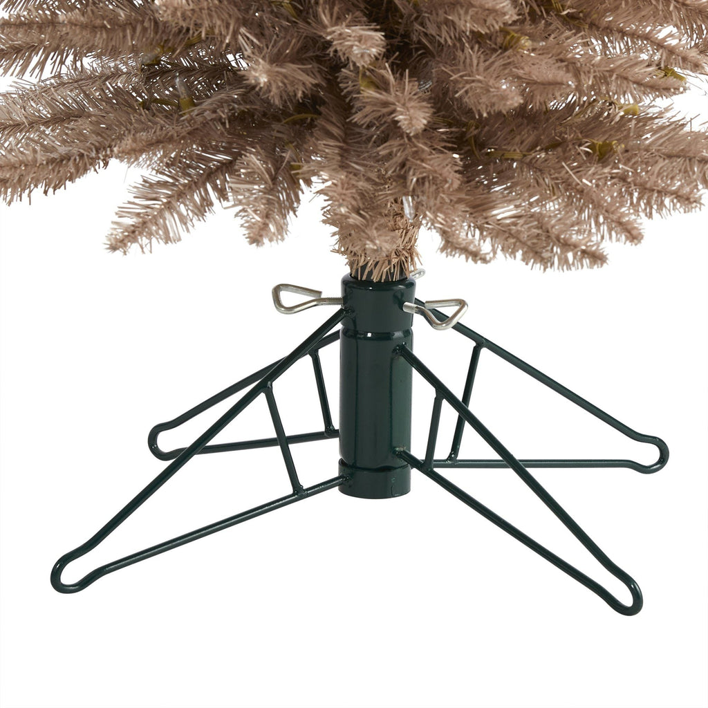 6’ Champagne Pencil Artificial Christmas Tree with 300 (multifunction) Clear LED Lights and 518 Bendable Branches