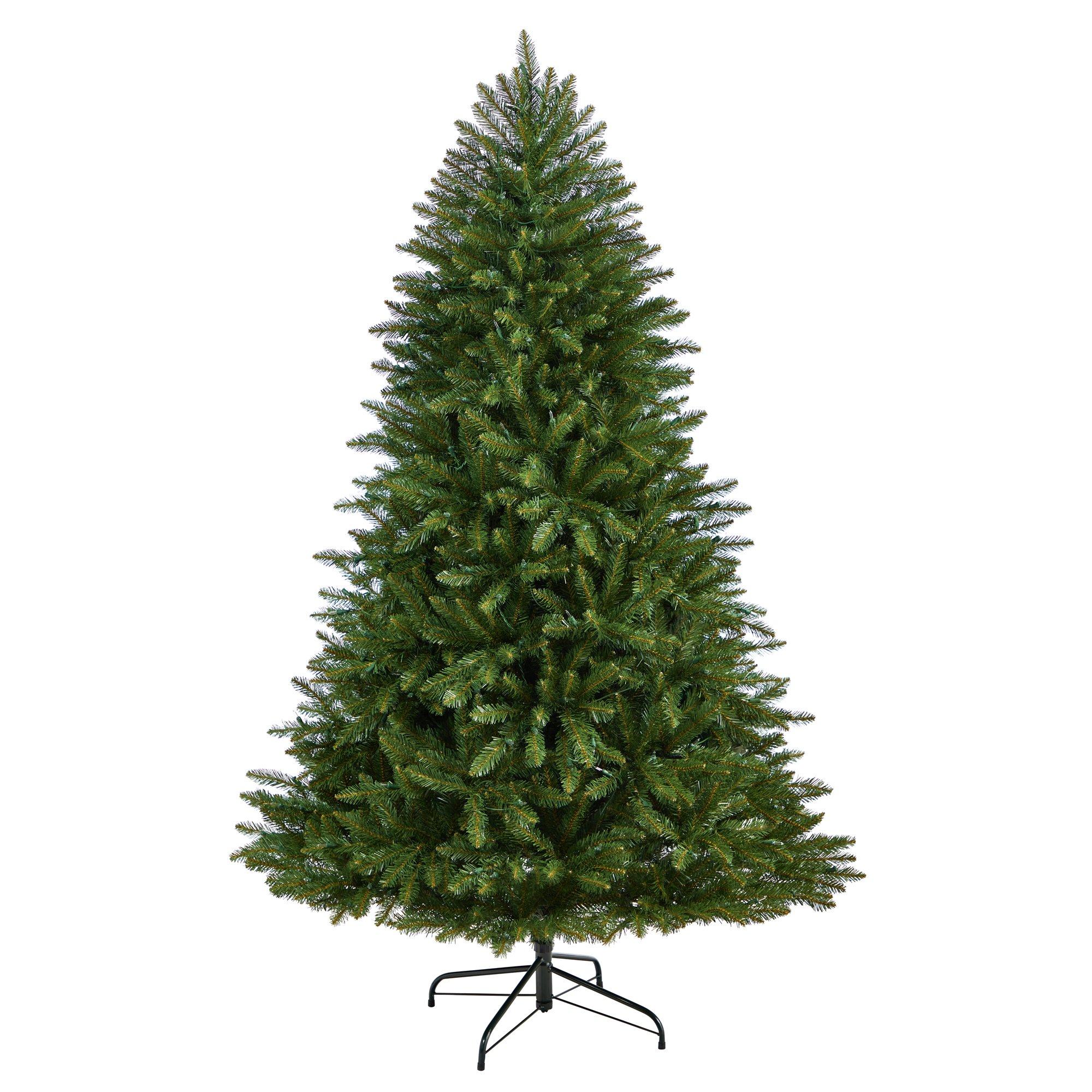6' Norwegian Mountain Fir Christmas Tree with 1448 Bendable Branches and 400 Clear LED Lights