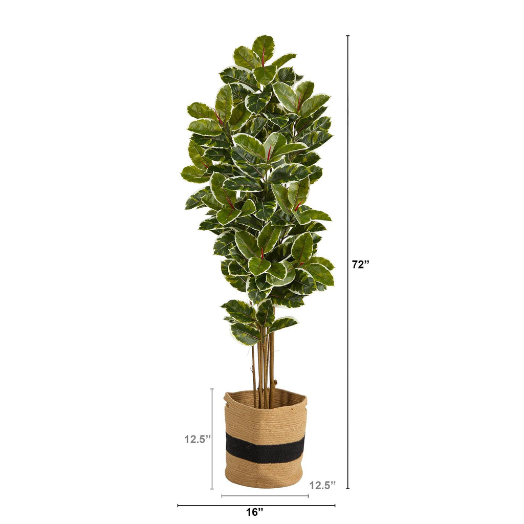 6’ Oak Artificial Tree in Handmade Natural Cotton Planter UV Resistant (Indoor/Outdoor)
