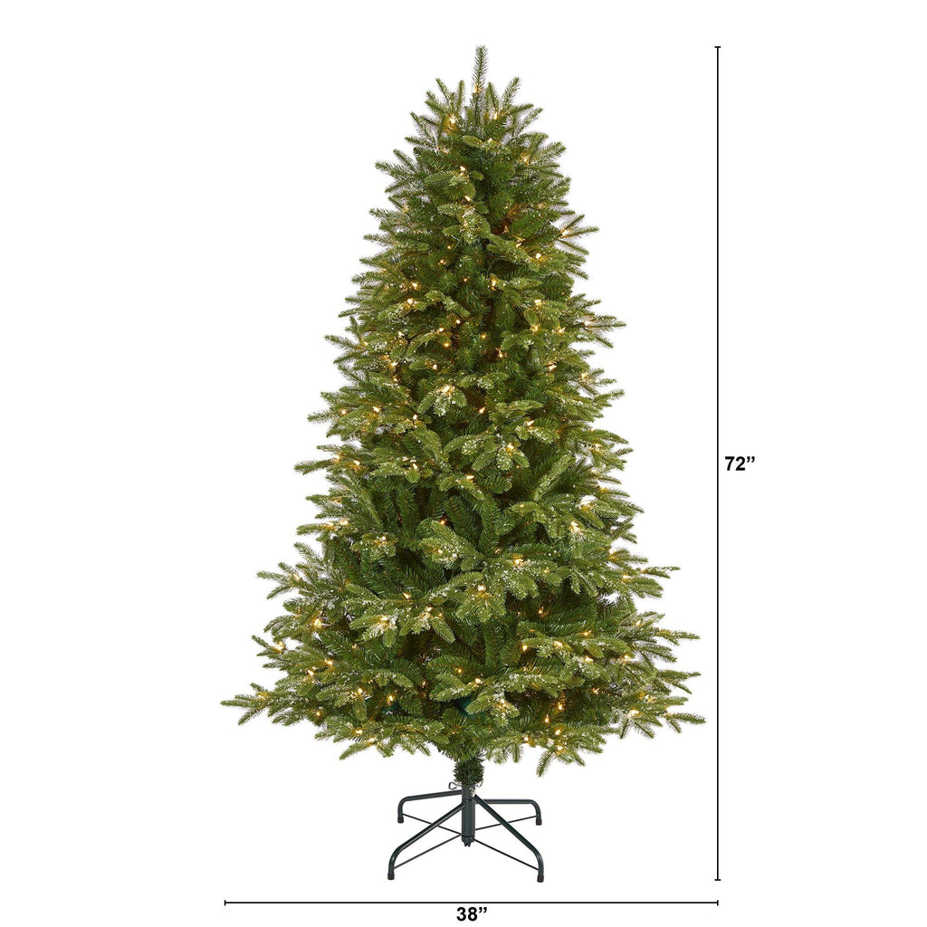 6’ Snowed Grand Teton Artificial Christmas Tree with 300 Clear Lights and 730 Bendable Branches