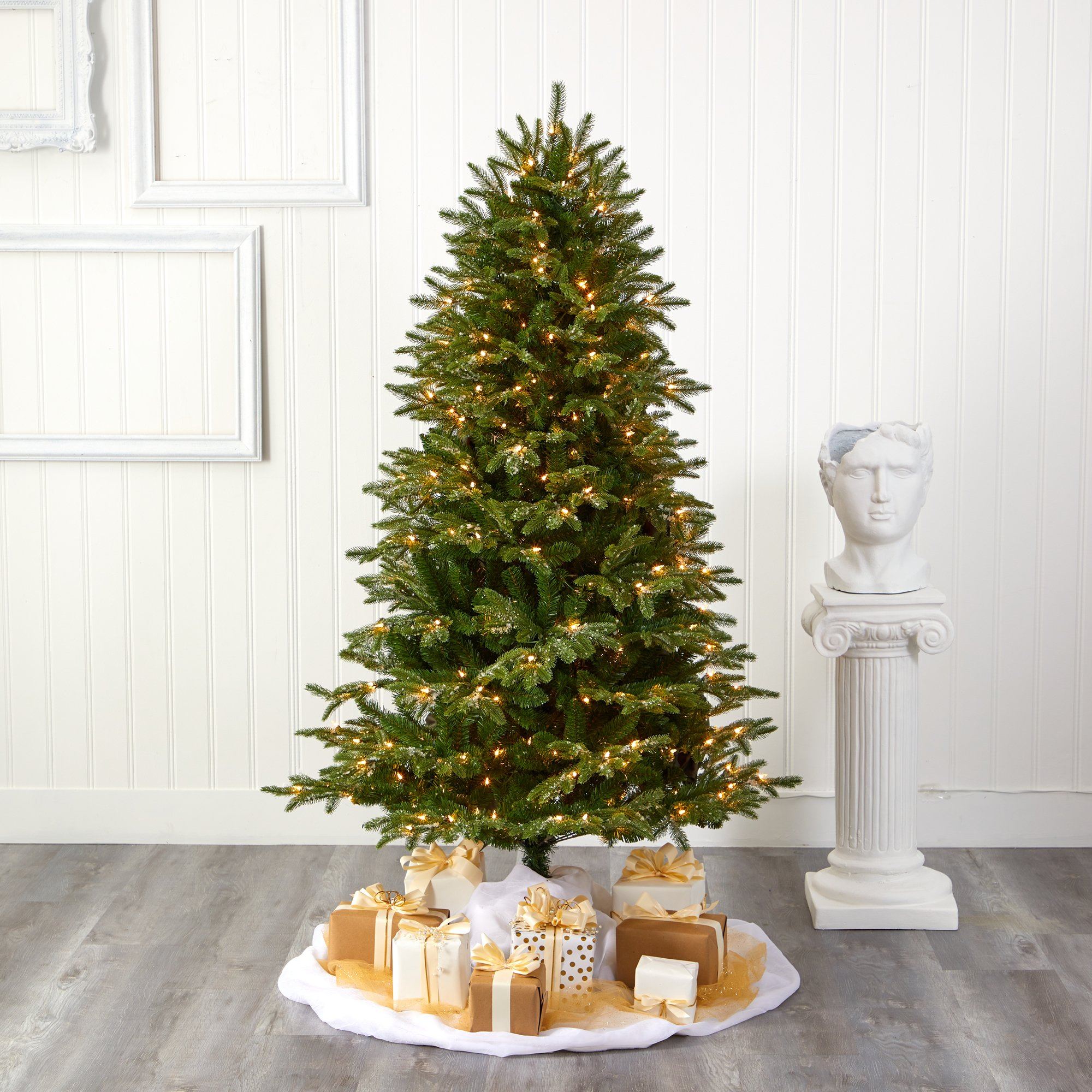 6’ Snowed Grand Teton Artificial Christmas Tree with 300 Clear Lights and 730 Bendable Branches