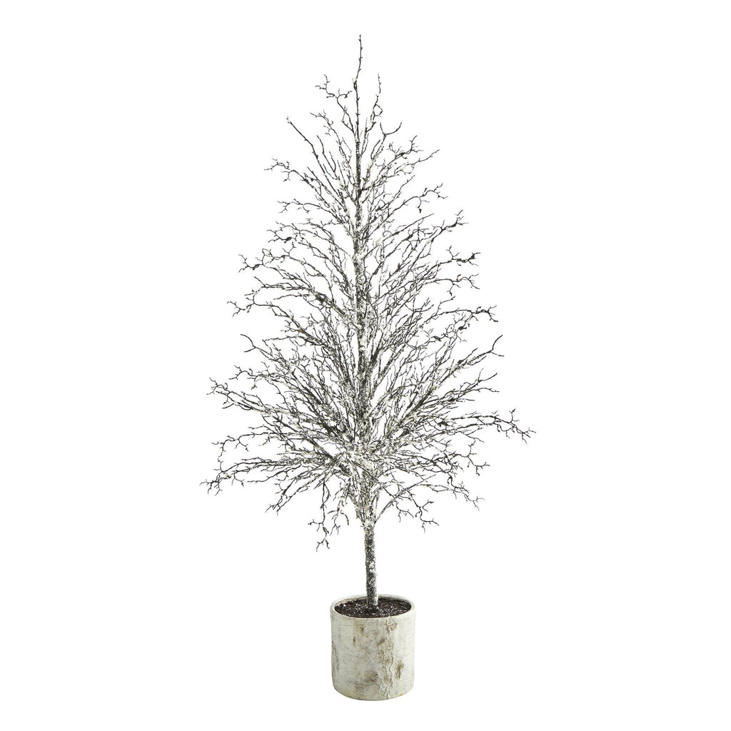 6’ Snowed Twig Artificial Christmas Tree in Decorative Planter