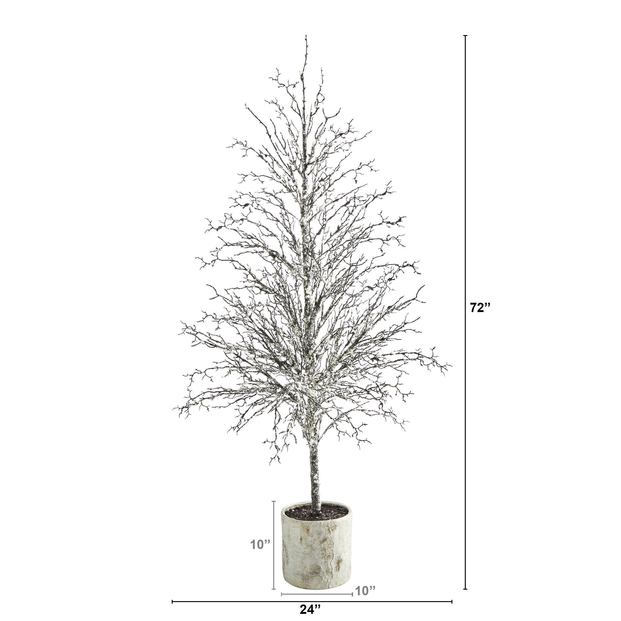 6’ Snowed Twig Artificial Christmas Tree in Decorative Planter