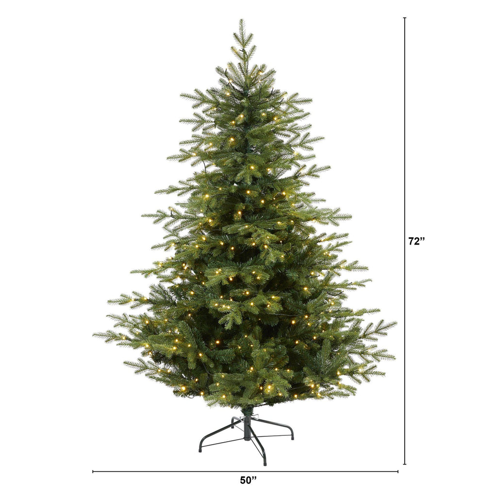 6’ Swedish Fir Artificial Christmas Tree with 350 Warm White LED Lights and 963 Bendable Branches