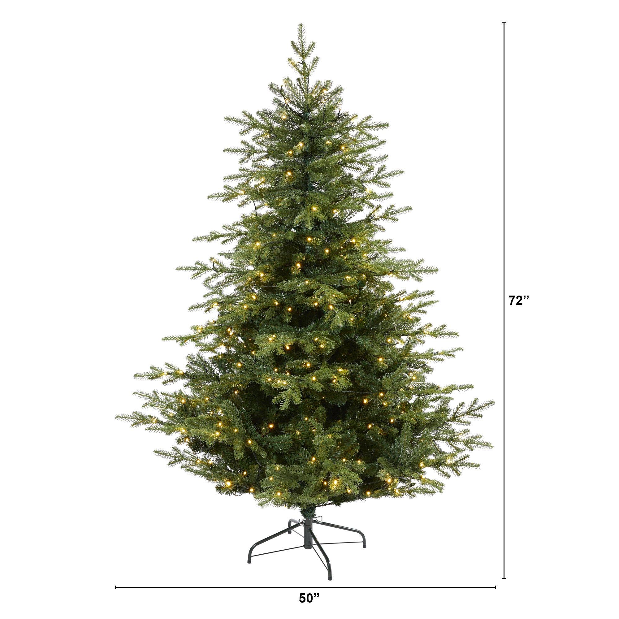 6’ Swedish Fir Artificial Christmas Tree with 350 Warm White LED Lights and 963 Bendable Branches