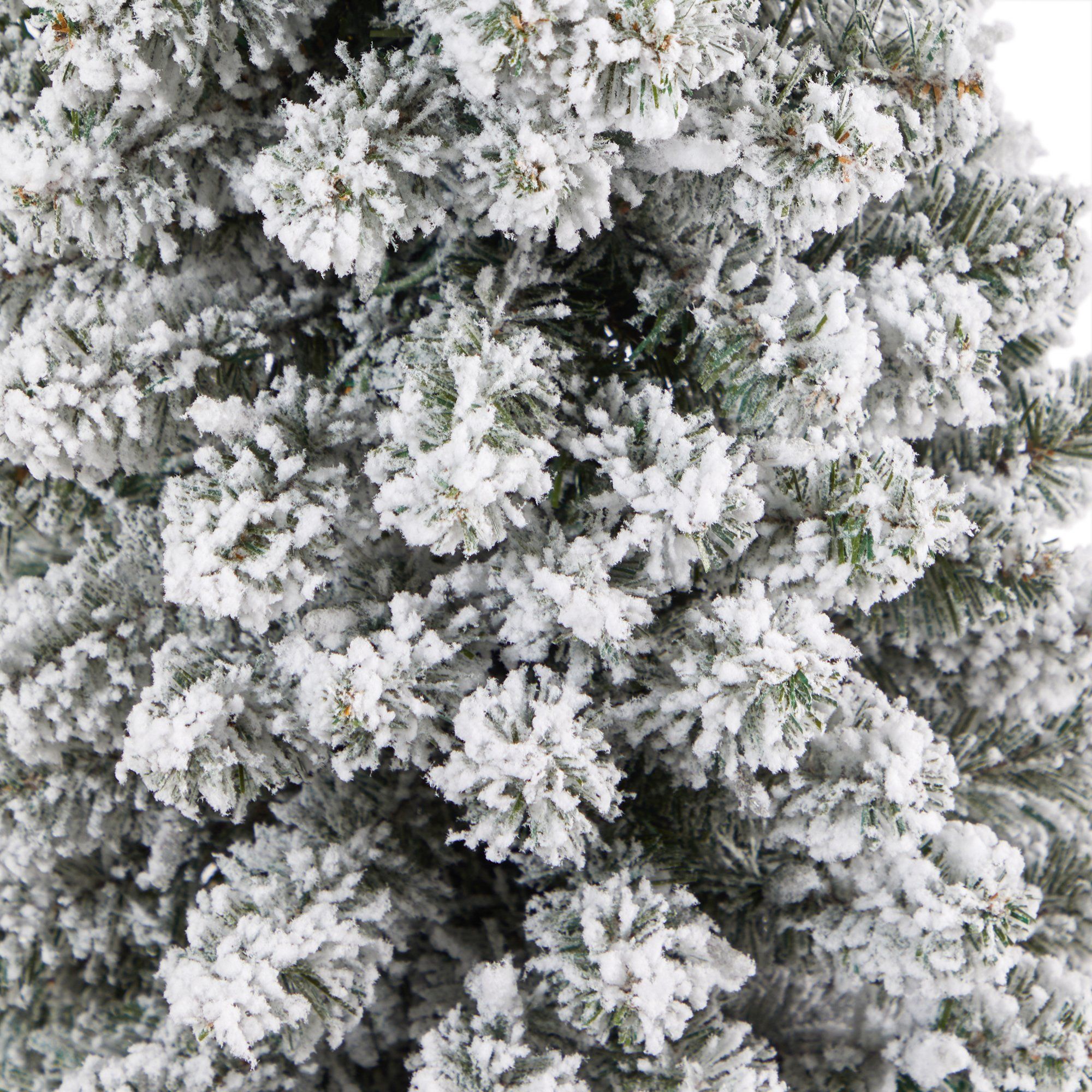 62” Flocked Pencil Artificial Christmas Tree with 200 Clear Lights and 318 Bendable Branches in Charcoal Urn