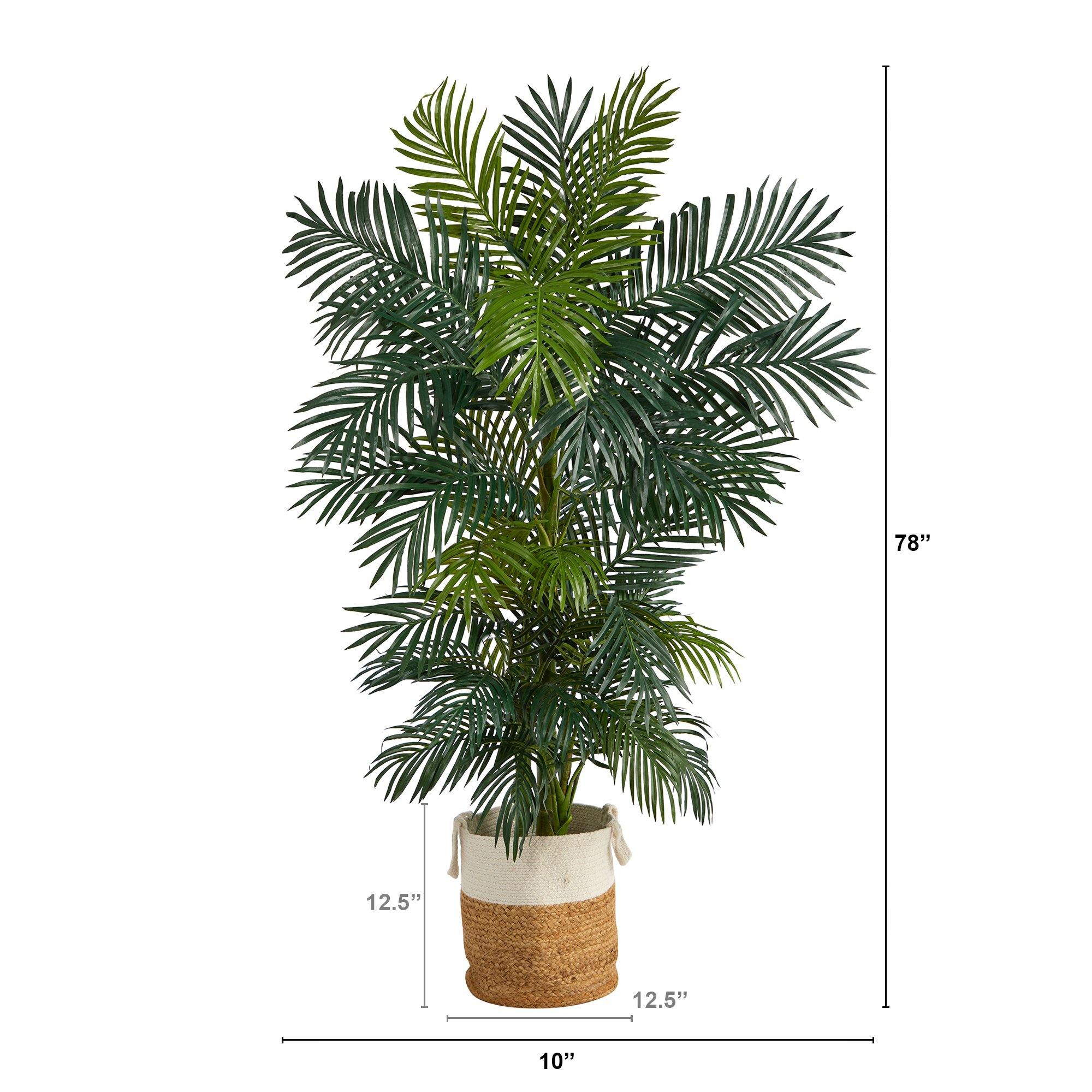 6.5' Golden Cane Artificial Palm Tree in Handmade Natural Jute and Cotton Planter