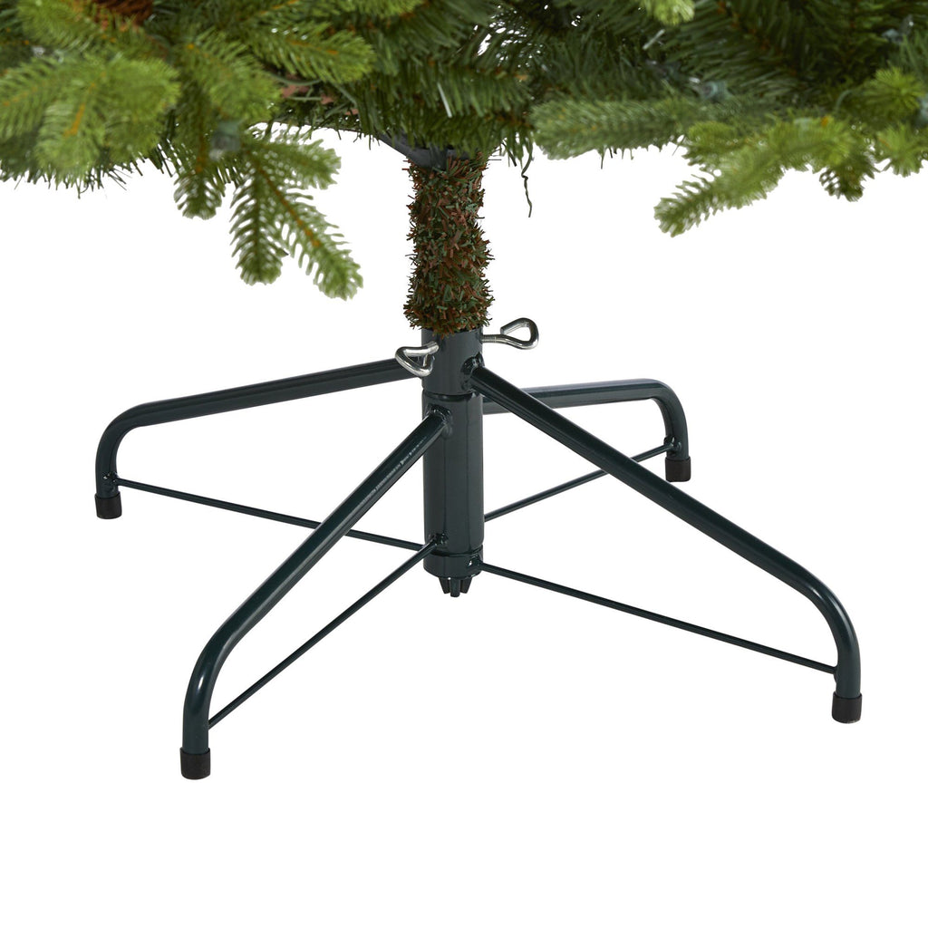 6.5’ Yukon Mountain Fir Artificial Christmas Tree with 450 Clear Lights, Pine Cones and 1236 Bendable Branches