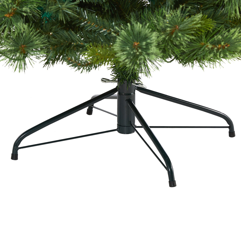 7’ Aberdeen Spruce Artificial Christmas Tree with 500 Clear LED Lights, Pine Cones and Red Berries