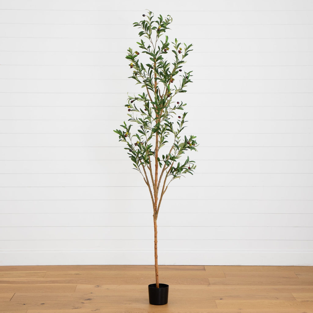 7' Artificial Olive Tree with Natural Trunk