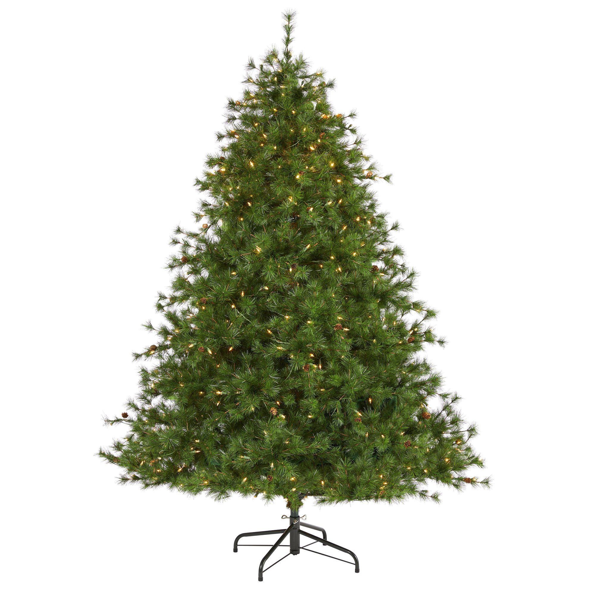 7’ Colorado Mountain Pine Artificial Christmas Tree with 450 Clear Lights, 1453 Bendable Branches and Pine Cones