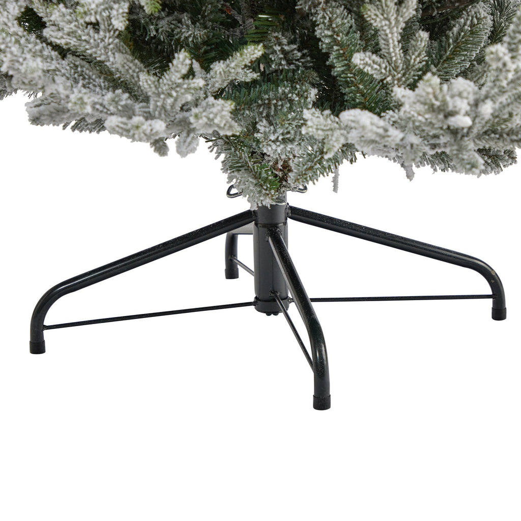 7’ Flocked Fraser Fir Artificial Christmas Tree with 600 Warm White Lights and 3852 Bendable Branches