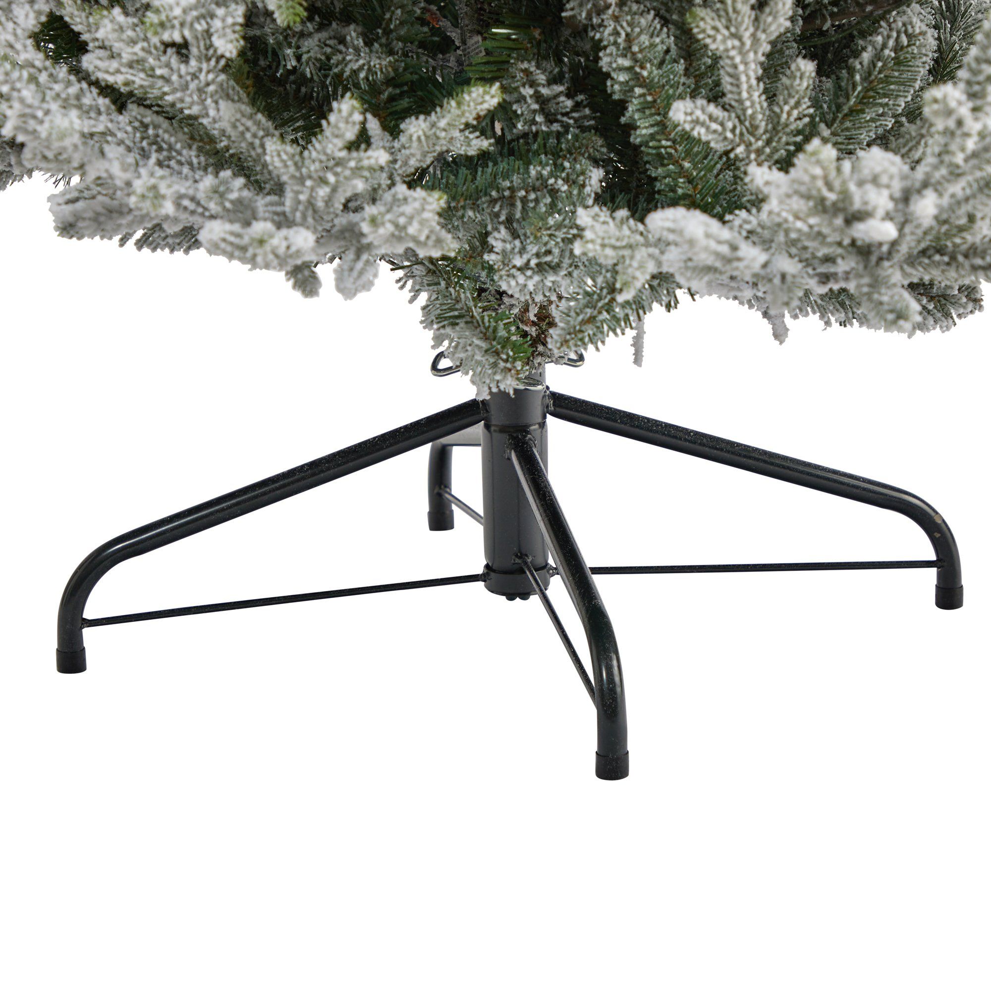 7’ Flocked Fraser Fir Artificial Christmas Tree with 600 Warm White Lights and 3852 Bendable Branches