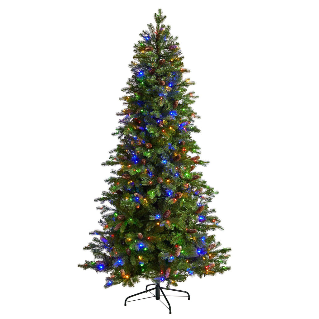 7’ Fraser Fir Artificial Christmas Tree with 300 LED Lights and 1179 Bendable Branches