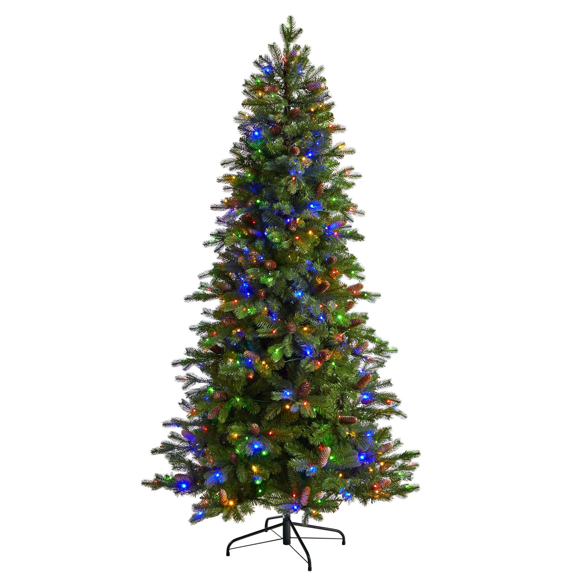 7’ Fraser Fir Artificial Christmas Tree with 300 LED Lights and 1179 Bendable Branches