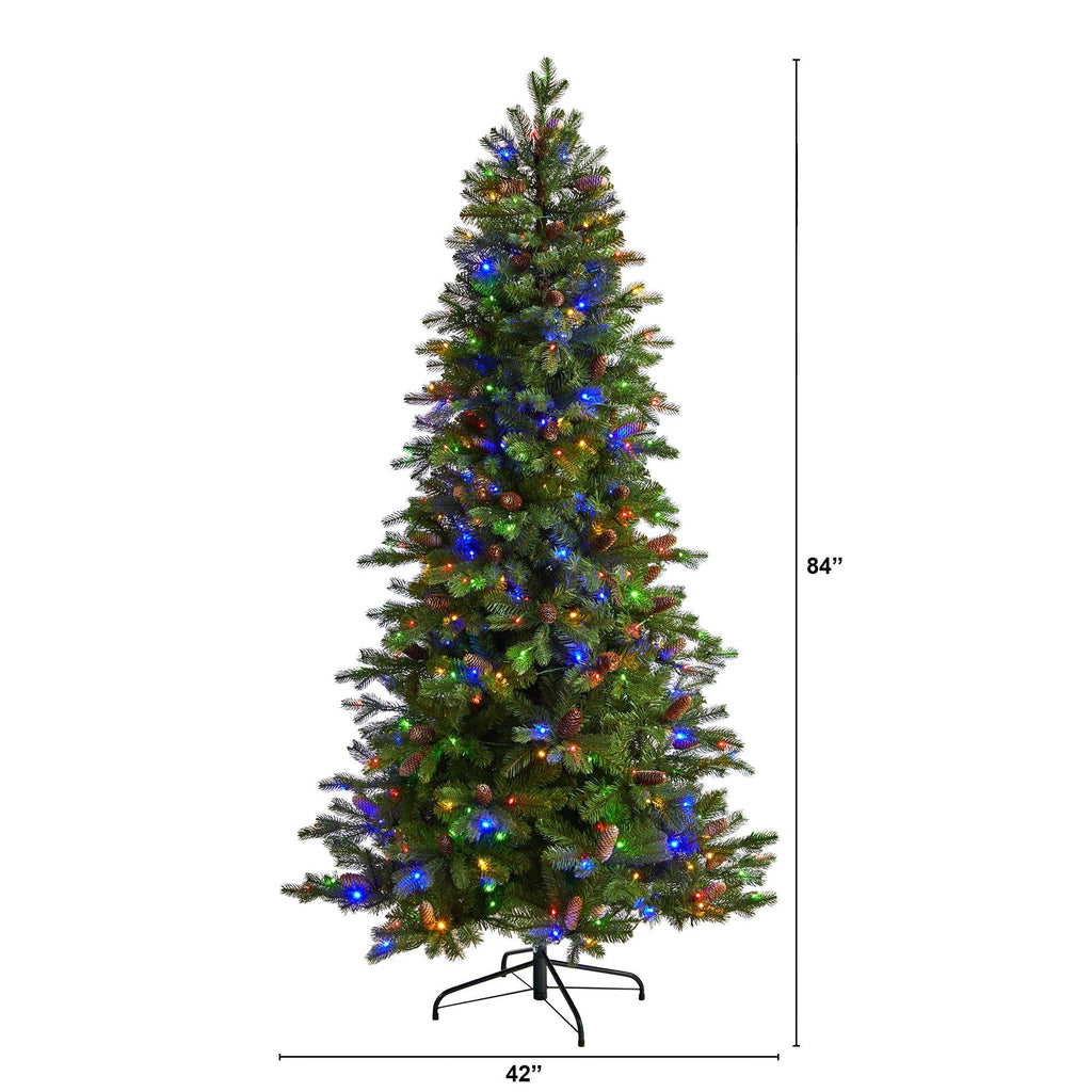 7’ Fraser Fir Artificial Christmas Tree with 300 LED Lights and 1179 Bendable Branches