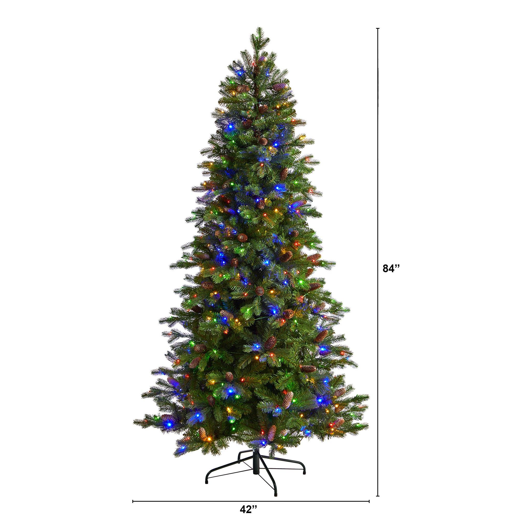 7’ Fraser Fir Artificial Christmas Tree with 300 LED Lights and 1179 Bendable Branches