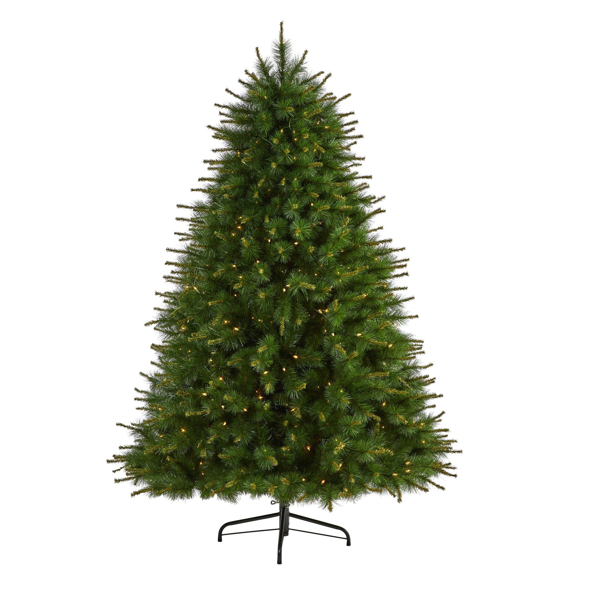 7’ New England Pine Artificial Christmas Tree with 400 Clear Lights and 1044 Bendable Branches
