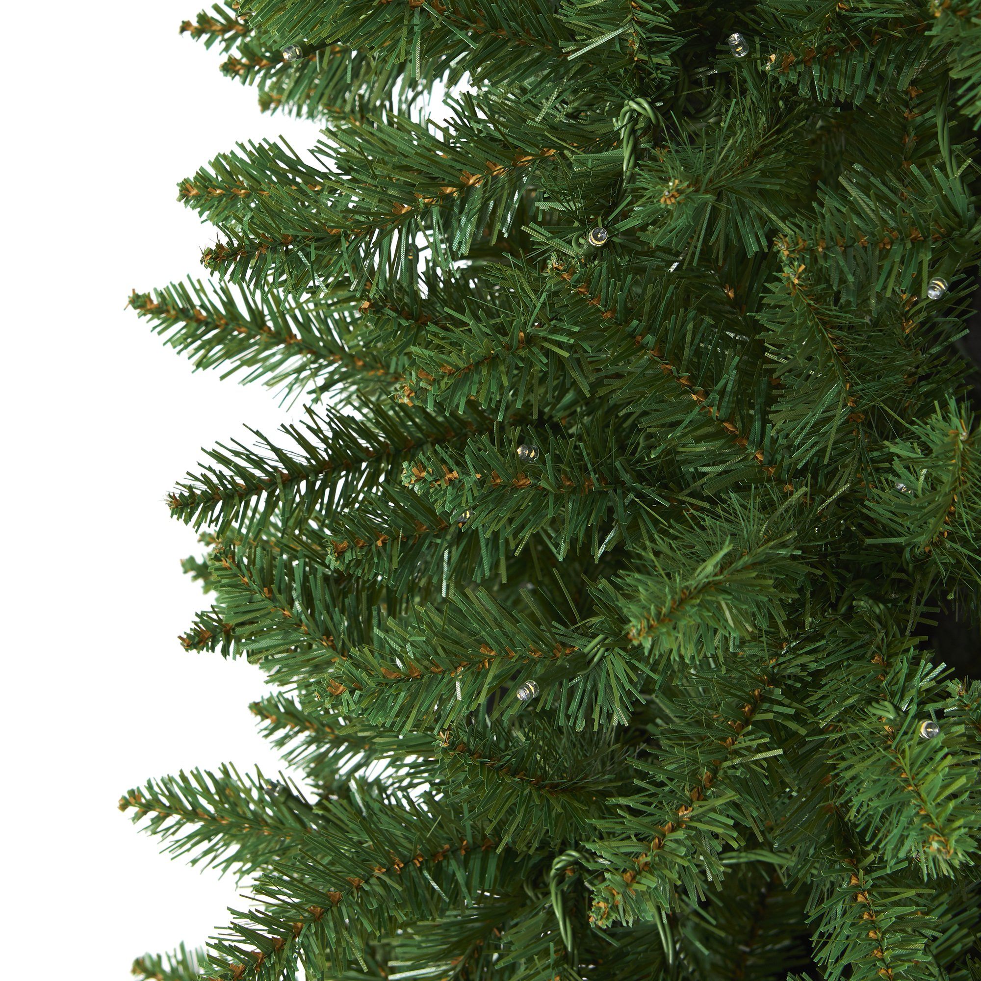 7’ Slim Green Mountain Pine Artificial Christmas Tree with 300 Clear LED Lights