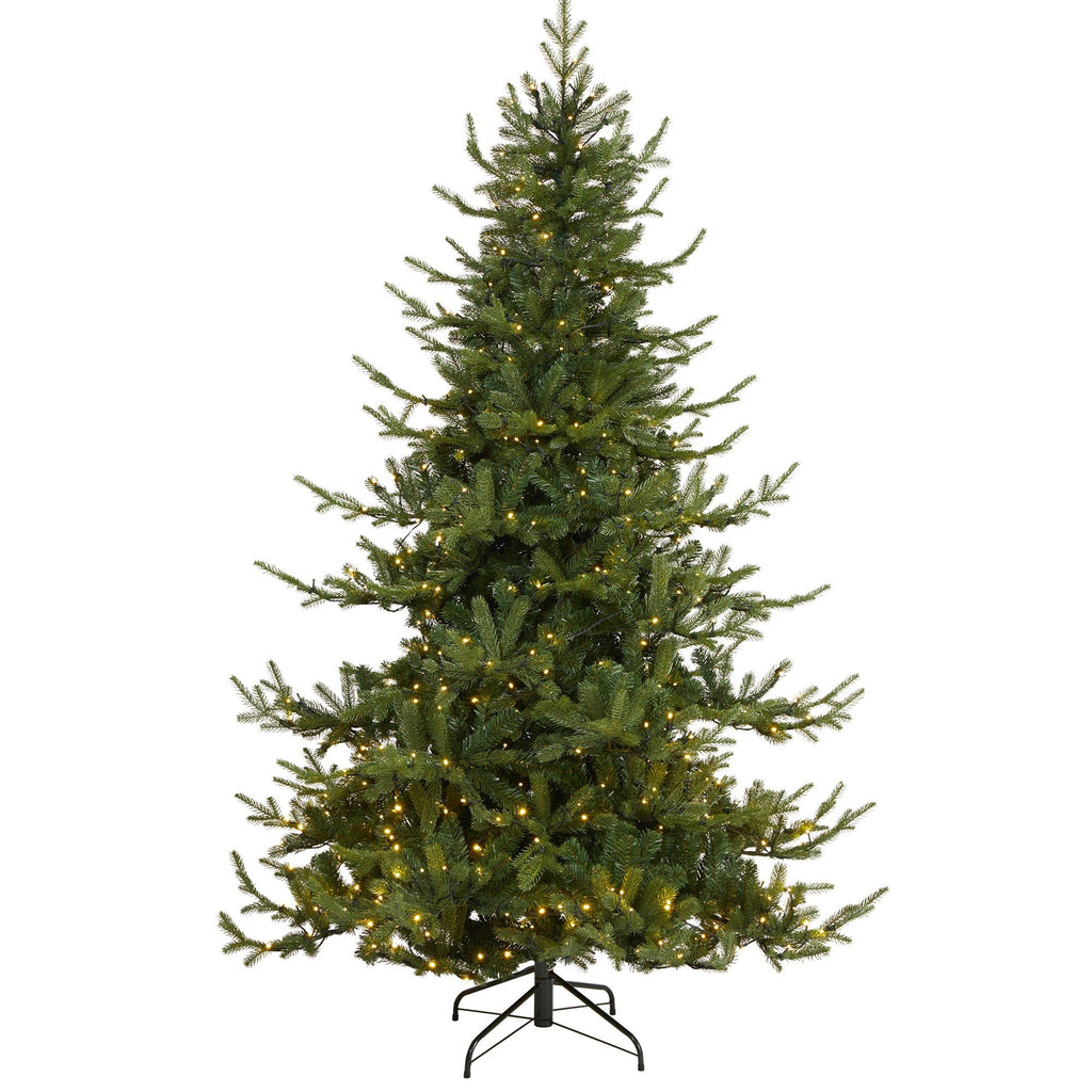 7’ Swedish Fir Artificial Christmas Tree with 500 Warm White LED Lights and 1291 Bendable Branches