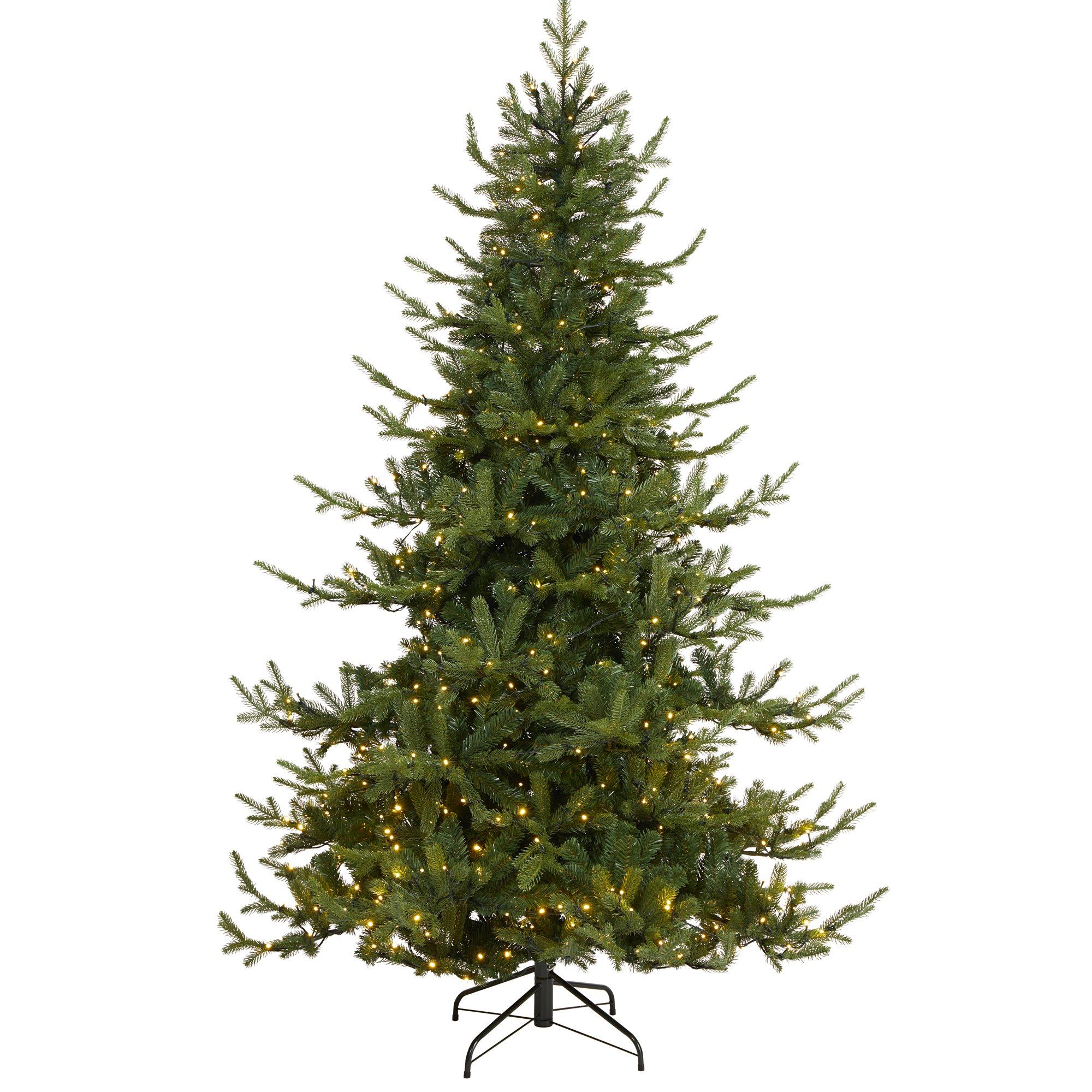 7’ Swedish Fir Artificial Christmas Tree with 500 Warm White LED Lights and 1291 Bendable Branches