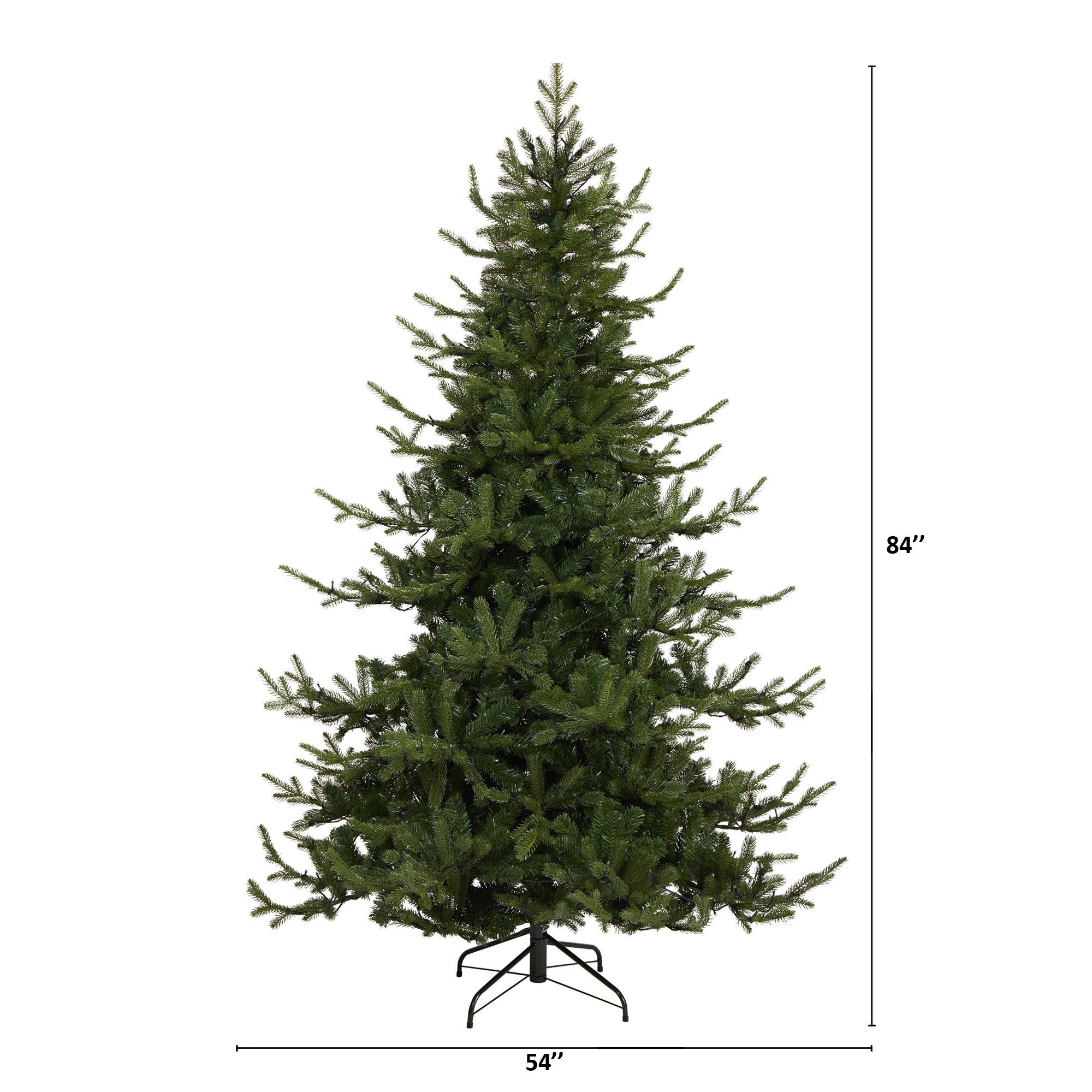 7’ Swedish Fir Artificial Christmas Tree with 500 Warm White LED Lights and 1291 Bendable Branches