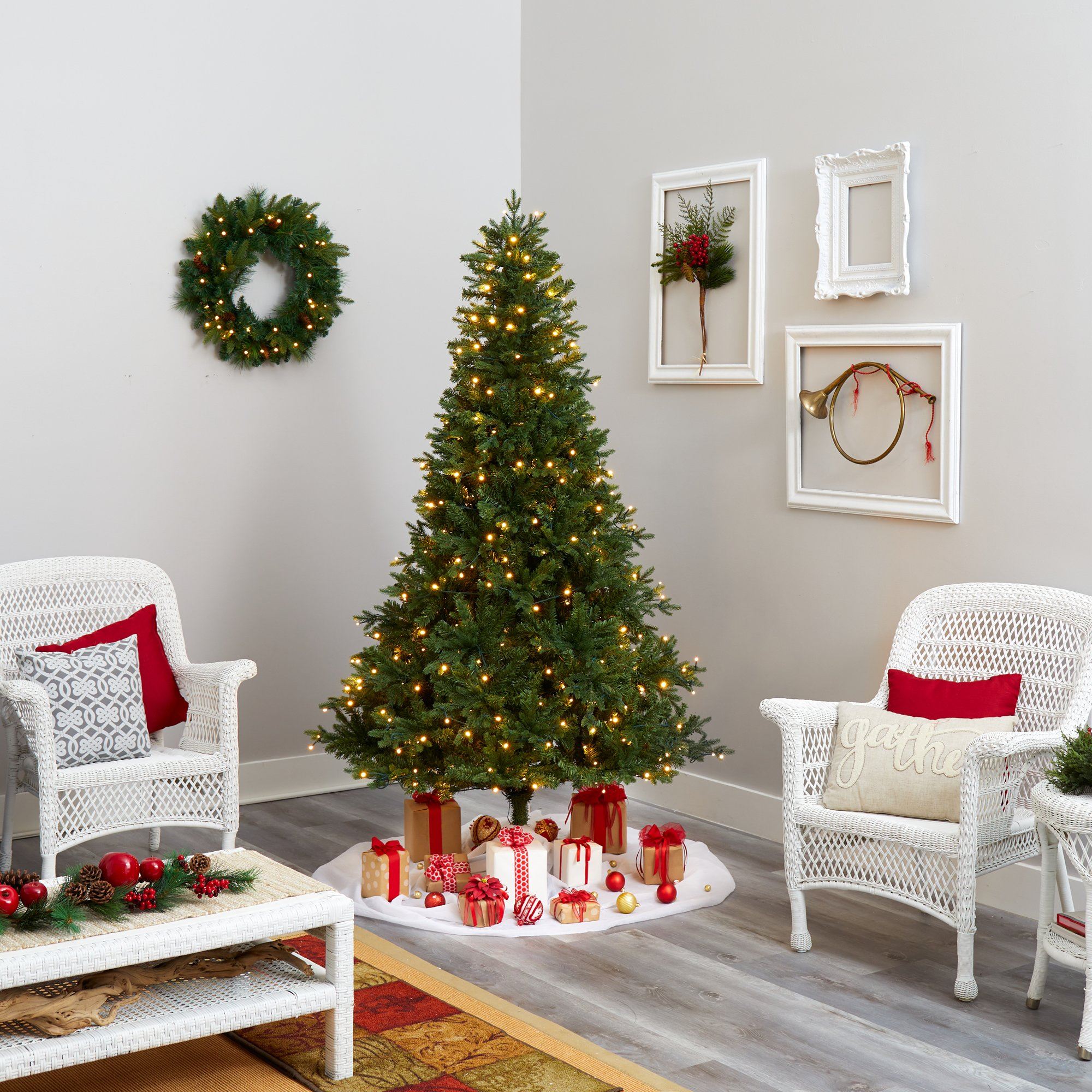 7' Vermont Fir Artificial Christmas Tree with 350 Clear LED Lights