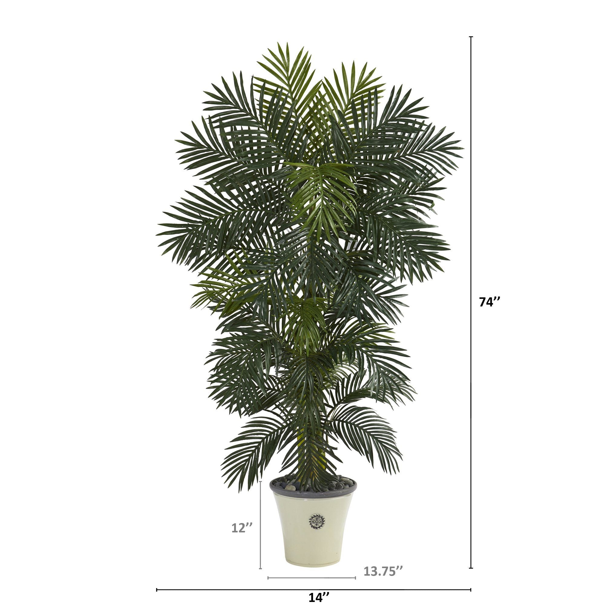 74” Golden Cane Artificial Palm Tree in Decorative Planter
