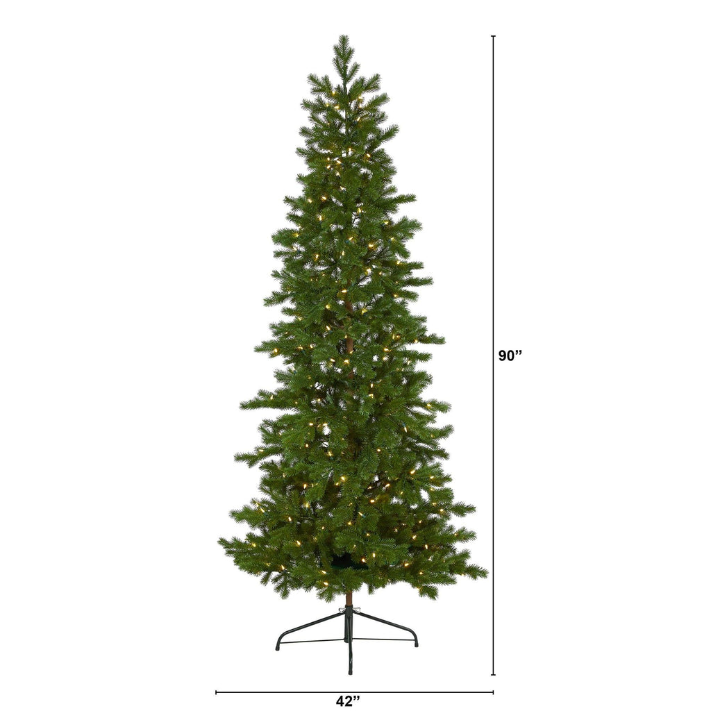 7.5' Big Sky Spruce Artificial Christmas Tree with 300 Clear Warm (Multifunction) LED Lights and 385 Bendable Branches