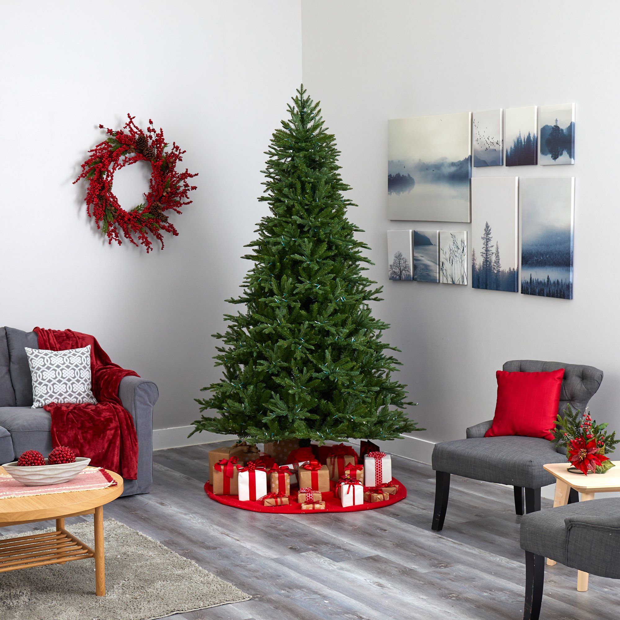 7.5' Cambridge Fir Artificial Christmas Tree with 800 Clear Warm (Multifunction) LED Lights with Instant Connect Technology and 1644 Bendable Branches