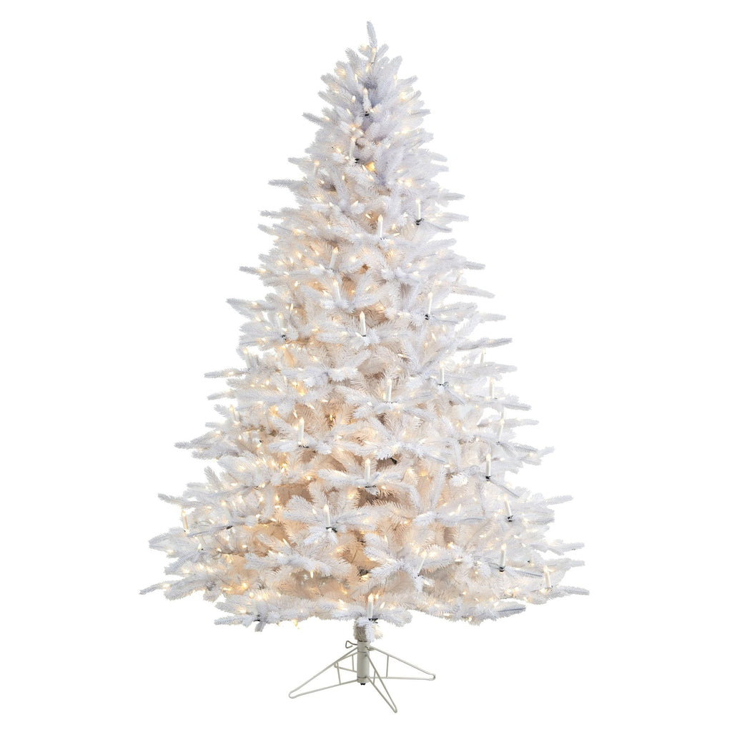 7.5' Candle Lit White Artificial Christmas Tree with 900 LED “Candle Lights” and 1703 Bendable Branches