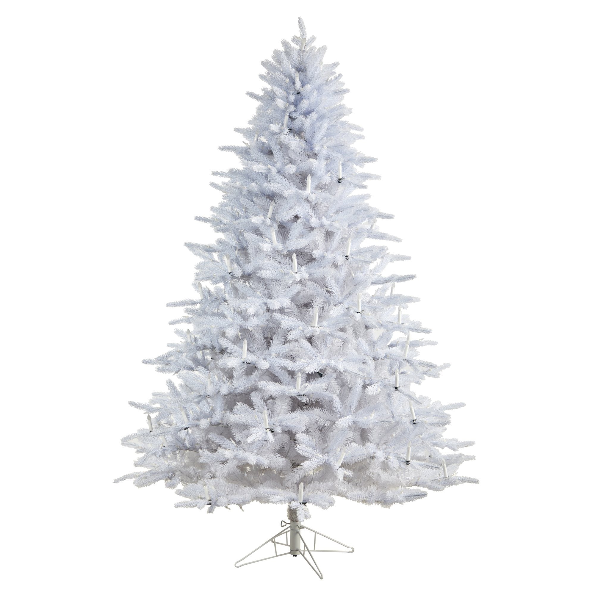 7.5' Candle Lit White Artificial Christmas Tree with 900 LED “Candle Lights” and 1703 Bendable Branches