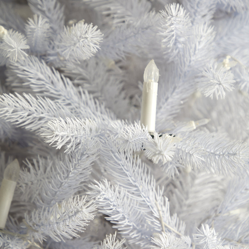 7.5' Candle Lit White Artificial Christmas Tree with 900 LED “Candle Lights” and 1703 Bendable Branches