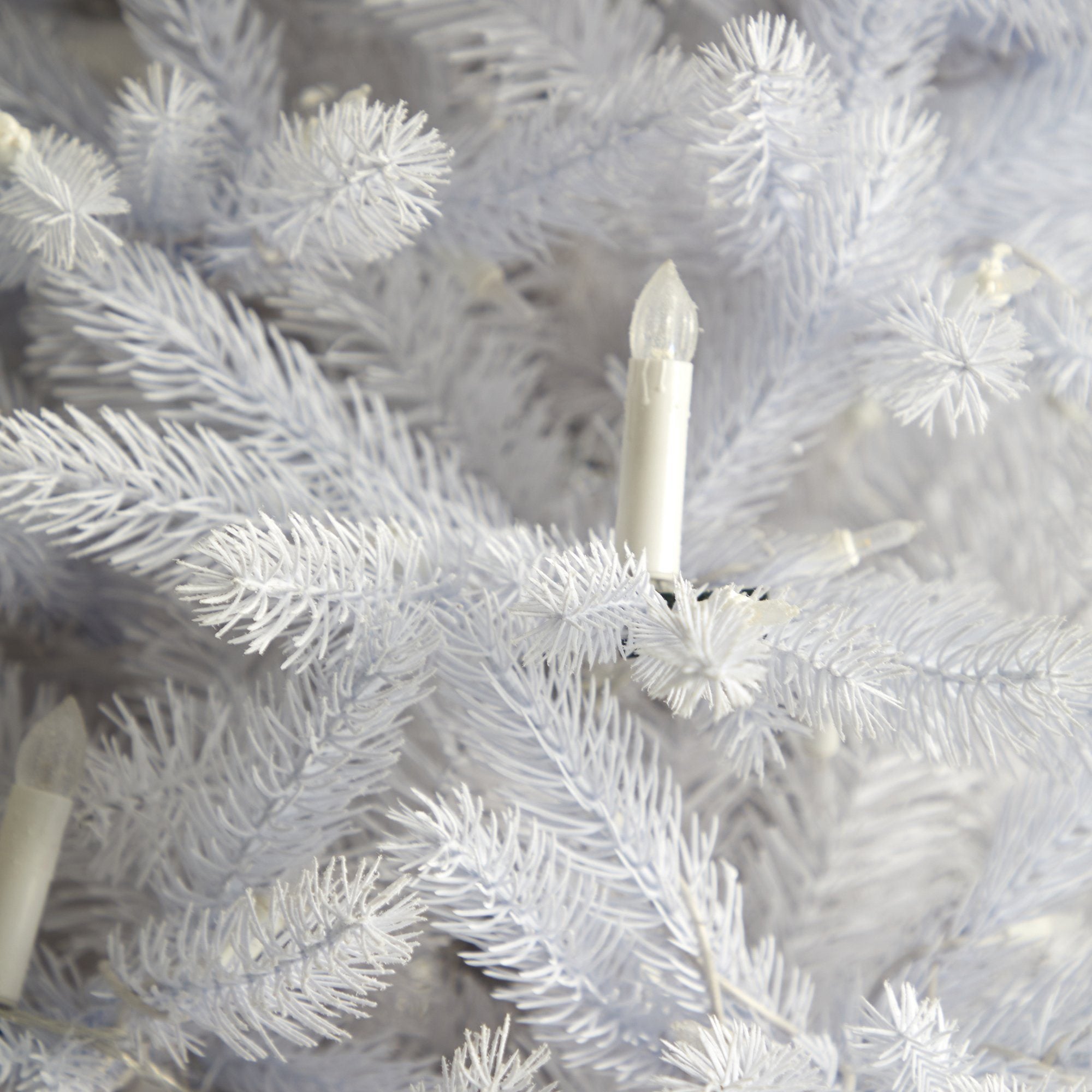 7.5' Candle Lit White Artificial Christmas Tree with 900 LED “Candle Lights” and 1703 Bendable Branches