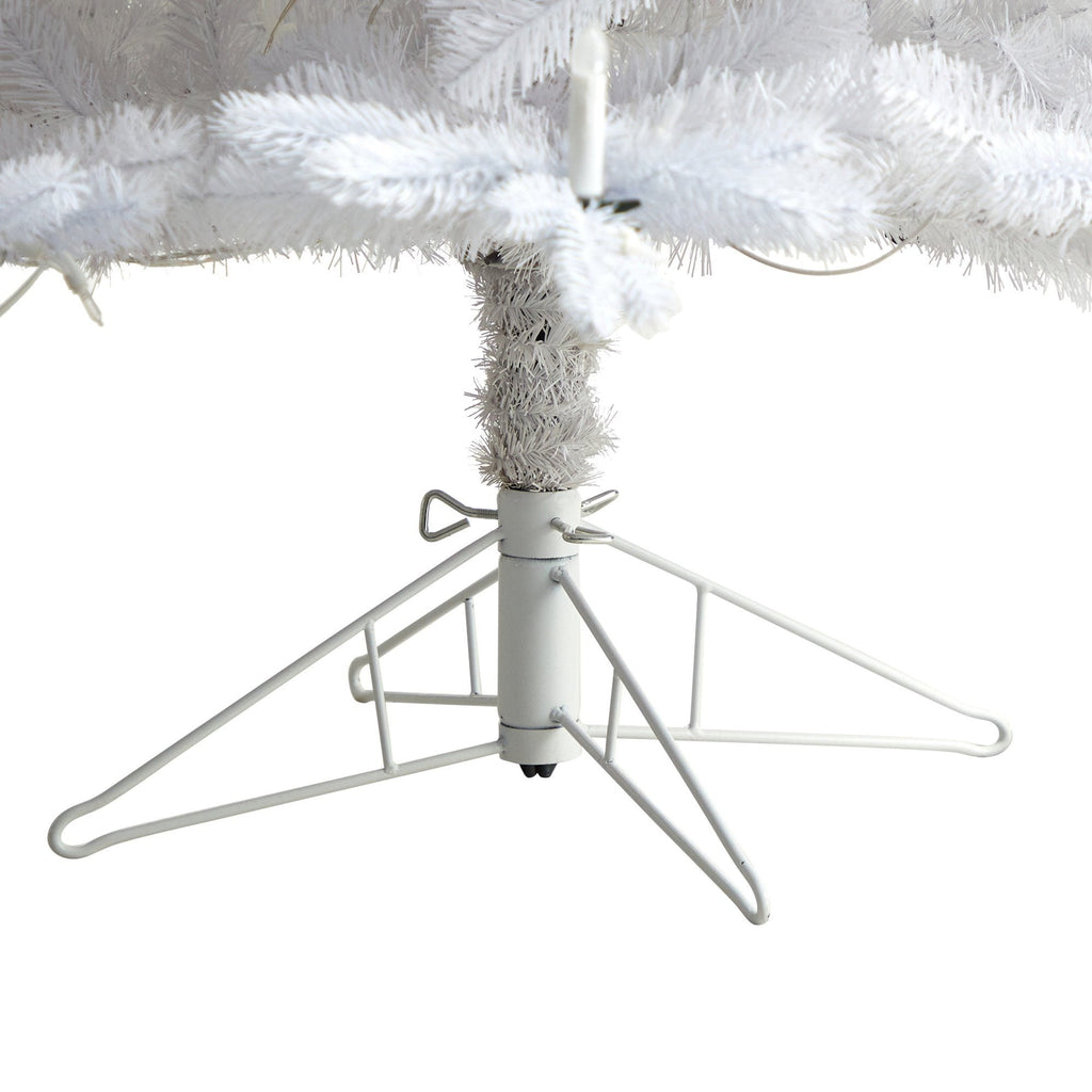 7.5' Candle Lit White Artificial Christmas Tree with 900 LED “Candle Lights” and 1703 Bendable Branches