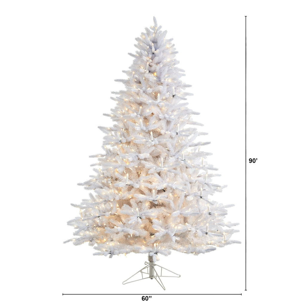 7.5' Candle Lit White Artificial Christmas Tree with 900 LED “Candle Lights” and 1703 Bendable Branches
