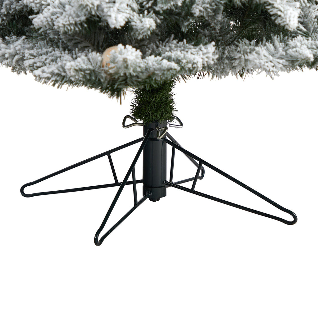 7.5' Flocked British Columbia Mountain Fir Artificial Christmas Tree with 95 Multi Color Globe Bulbs and 1113 Branches