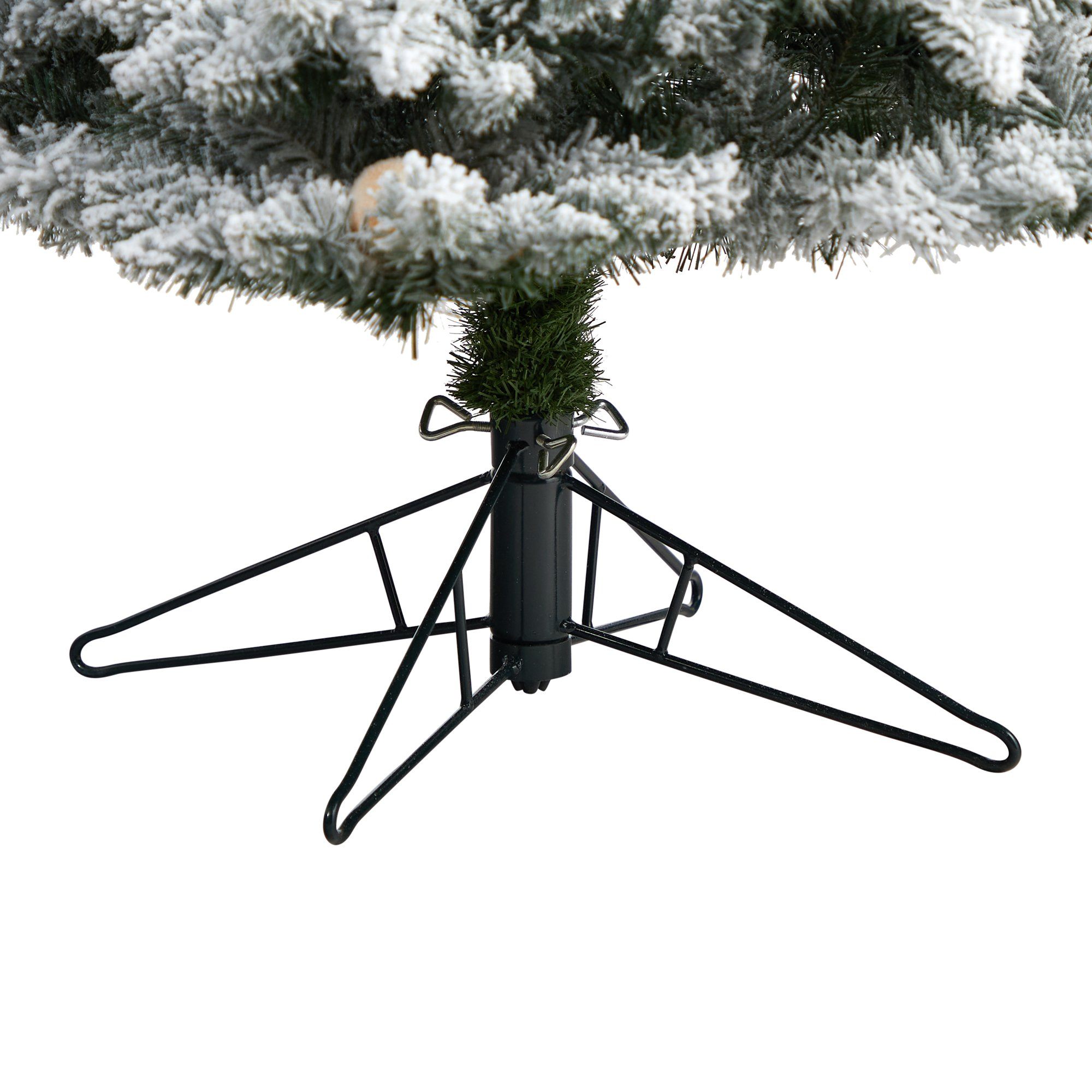 7.5' Flocked British Columbia Mountain Fir Artificial Christmas Tree with 95 Multi Color Globe Bulbs and 1113 Branches