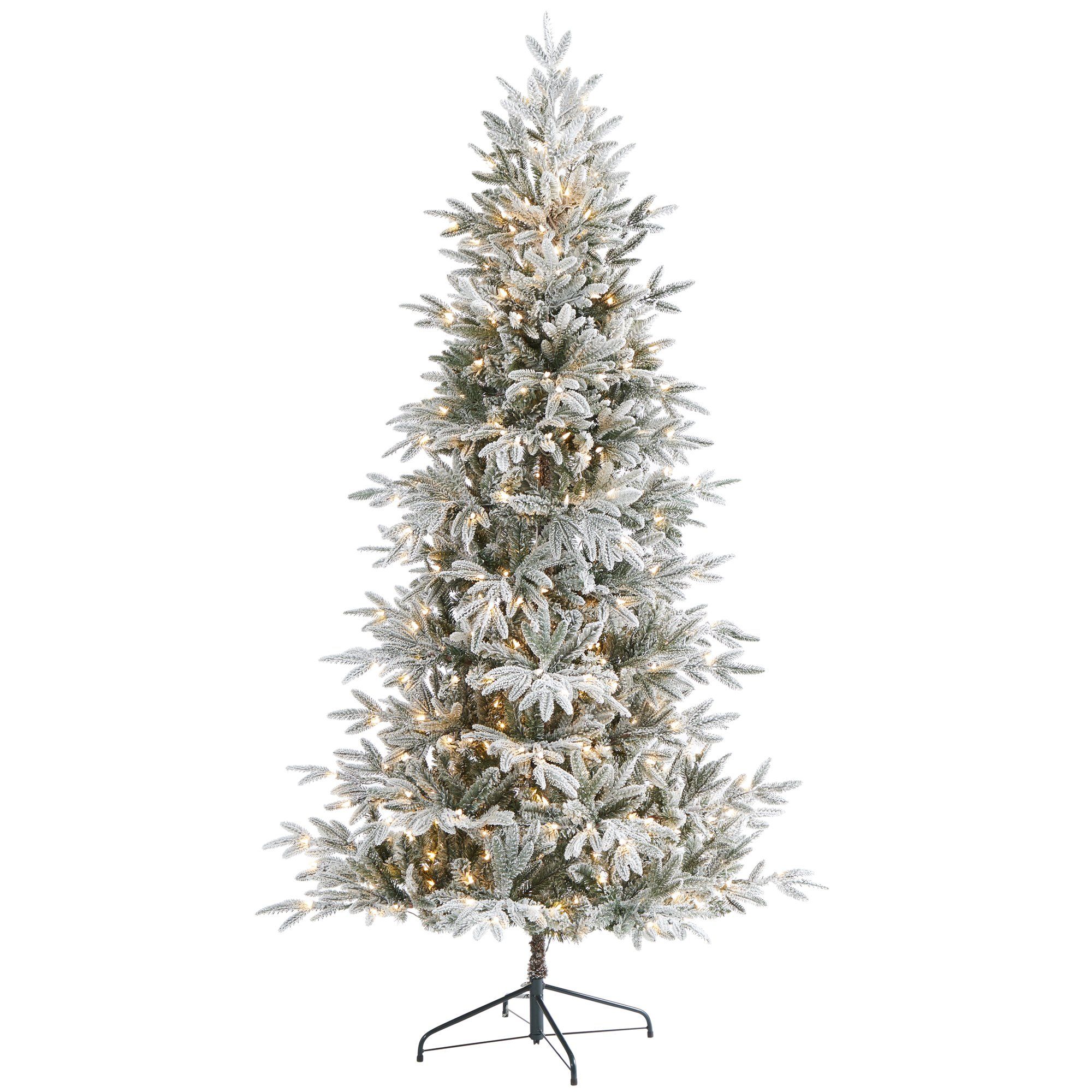7.5’ Flocked Manchester Spruce Artificial Christmas Tree with 450 Lights and 949 Bendable Branches