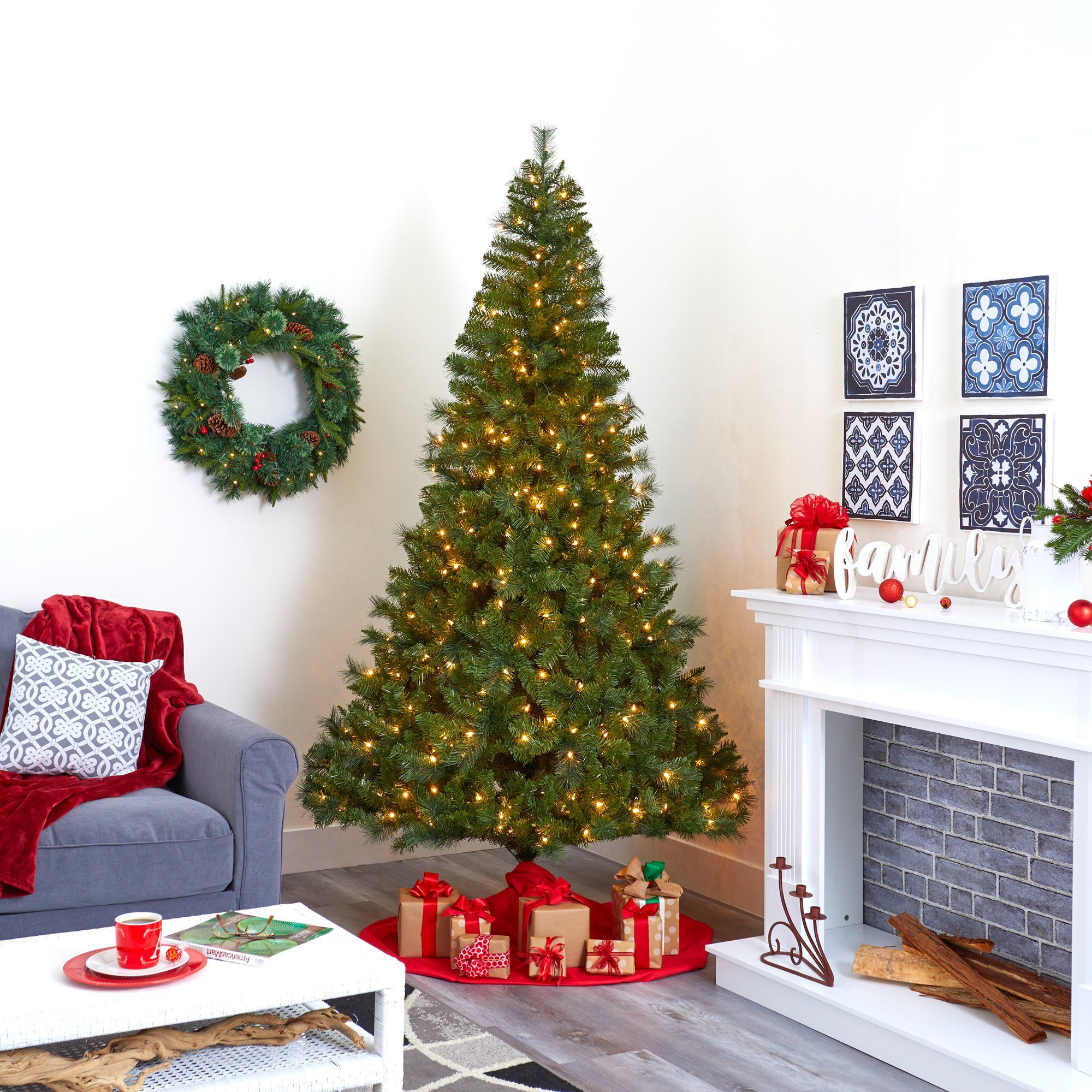 7.5' Mount Hood Spruce Artificial Christmas Tree with 450 Warm White Lights and 1285 Bendable Branches