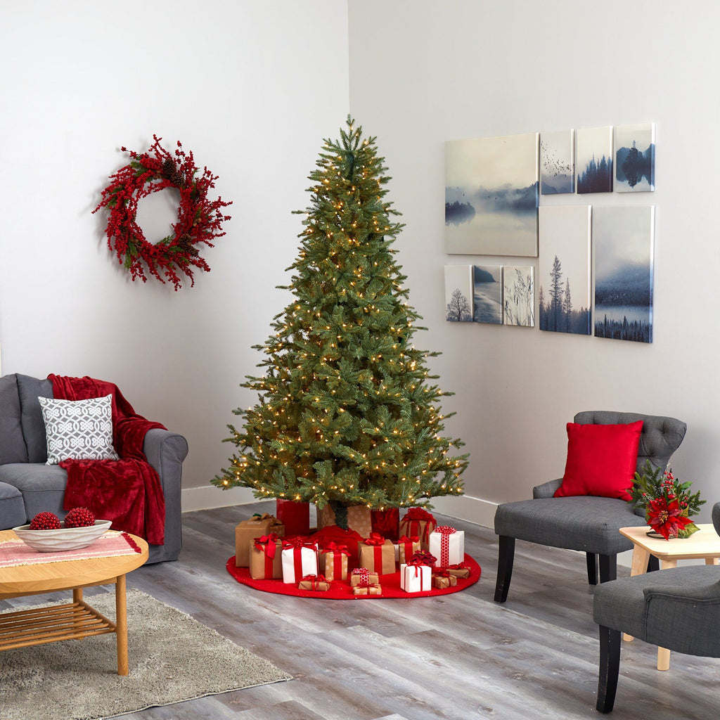 7.5' New Hampshire Spruce Artificial Christmas Tree with 650 Warm White Lights and 1462 Bendable Branches