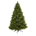 7.5’ North Carolina Mixed Pine Artificial Christmas Tree with 470 Warm White LED Lights, 1895 Bendable Branches and Pinecones