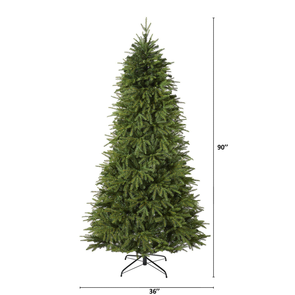 7.5’ Vancouver Fir “Natural Look” Artificial Christmas Tree with 600 Clear LED Lights and 2942 Bendable Branches