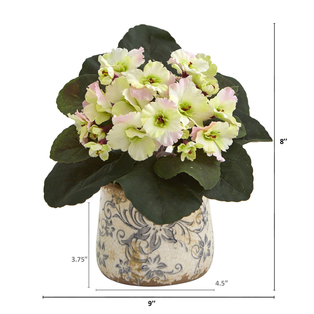 8” African Violet Artificial Plant in Floral Design Vase (Set of 2)