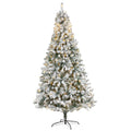 8' Flocked Rock Springs Spruce Artificial Christmas Tree with 500 Clear LED Lights and 1186 Bendbable Branches